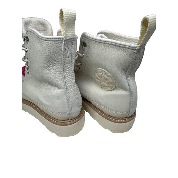 Converse Chuck Taylor All Star Shoes Womens Size 10 White Leather High Top Boots - Picture 13 of 16